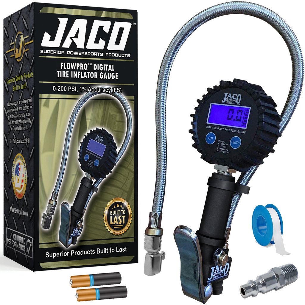 JACO FlowPro Digital Tire Inflator with Pressure Gauge - 200 PSI JACO FlowPro Digital Tire Inflator with Pressure Gauge - 200 PSI